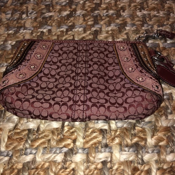 Coach Burgundy Canvas Soho Wristlet - Picture 11 of 12